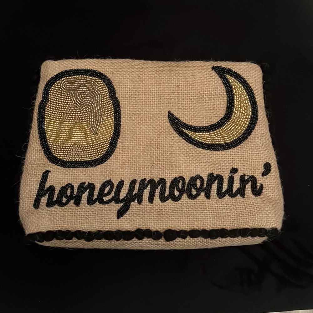 Island to east side burlap clutch honeymoonin